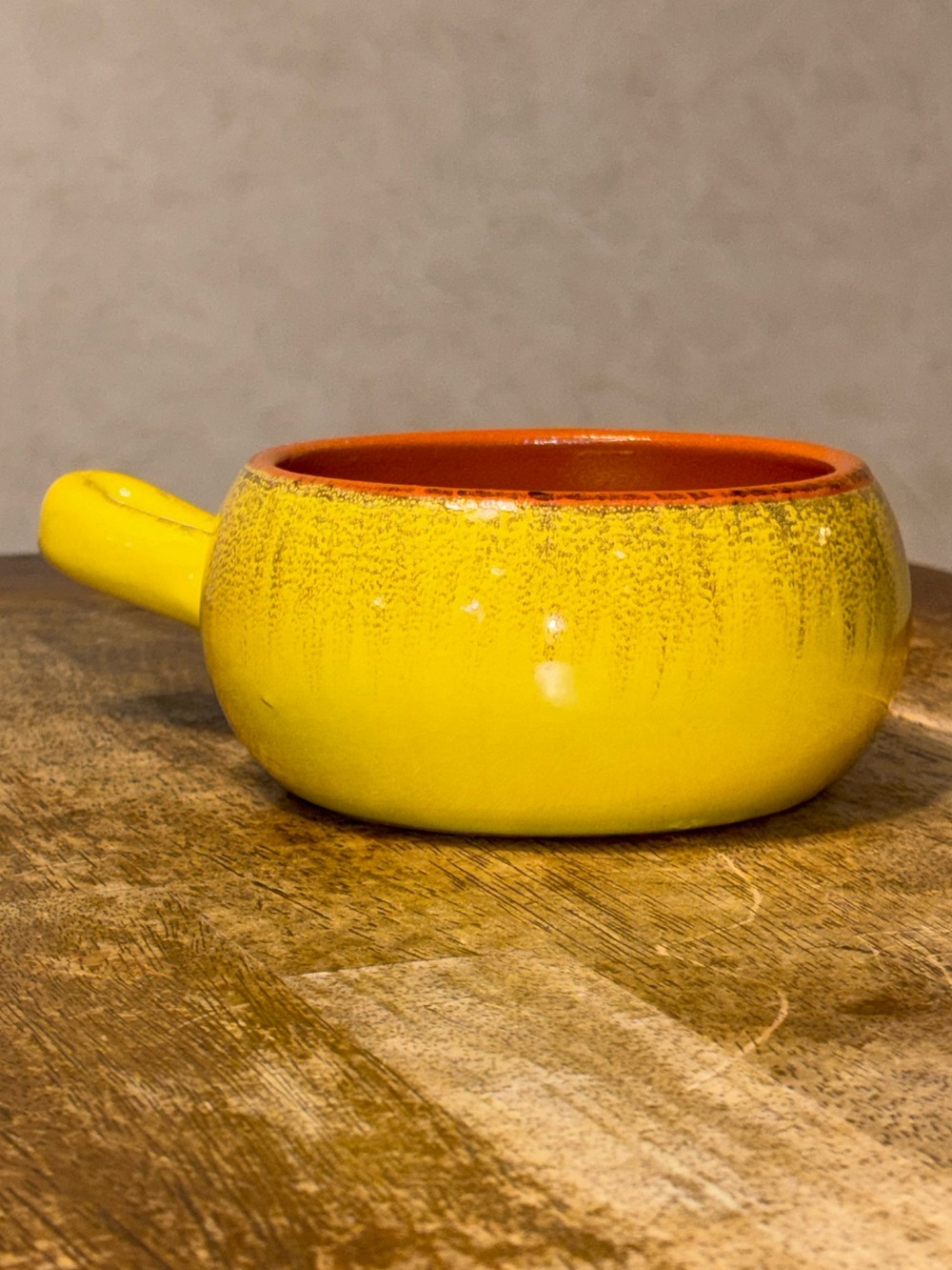 Vintage De Silva Italy Terracotta Single Handle Soup Bowl Yellow Orange 5”